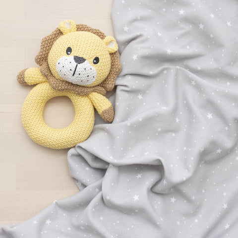 Living Textiles Jersey Swaddle & Rattle Gift Set - Stars/Lion