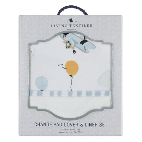 Living Textiles Change Pad Cover and Liner Set - Up Up and Away