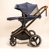 Saint Infans Puggle Stroller Indigo + Carrycot Black Package