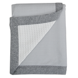 Living Textiles Jersey Waffle Cot Blanket - Grey Melange / Stripe