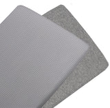 Living Textiles Jersey 2pk Cradle Fitted Sheet - Grey Melange / Stripe