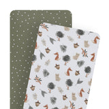 Living Textiles 2pk Co-Sleeper/Cradle Jersey Fitted Sheet - Forest Retreat