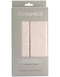 Little Bamboo Jersey Bassinet Fitted Sheets (2pk)- Herringbone Dusty Pink
