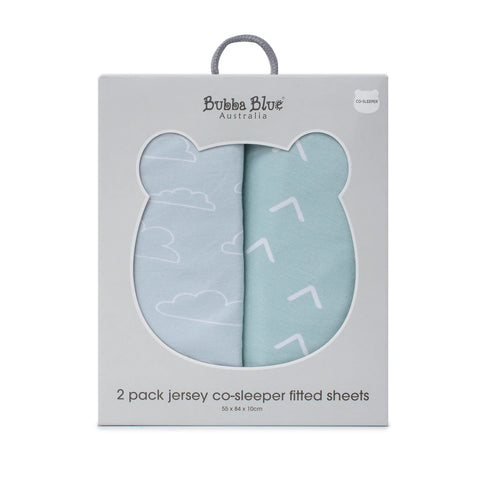 Bubba Blue Nordic 2pk Co-Sleeper Fitted Sheets - Dusty Blue/Mint