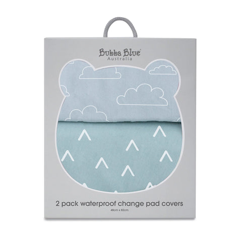 Bubba Blue Nordic 2pk Waterproof Change Mat Cover - Dusty Sky/Mint