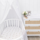 Living Textiles Organic Muslin 2pk Oval Cot FittedSheet - Dandelion Selling Fast
