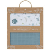 Living Textiles Organic Muslin 2pk Bassinet Fitted Sheet - Banana Leaf/Teal