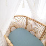 Living Textiles Organic Muslin 2pk Cradle/Co-Sleeper Fitted Sheet - Banana Leaf/Teal