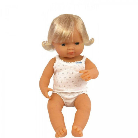 Miniland Baby Doll - Caucasian Girl 38 cm