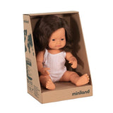 Miniland Baby Doll - Caucasian Girl Brunette 38 cm